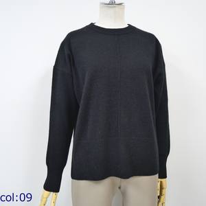 Jersey de cuello redondo de estilo informal para mujer, suéter de punto de Cachemira 100% con mangas largas, diseño de pliegue central, suave y cómodo - Product Image 5