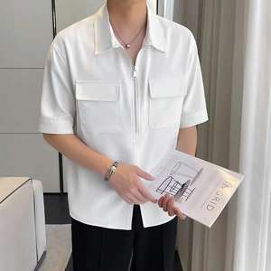 Camisas de Hombre Personalizadas con su Propio Logotipo, Tejidas, ODM, Moda de Verano, Cuello Solapa, Media Cremallera, Doble Bolsillo, Corte Regular, Estilo Casual - Product Image 6