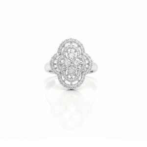 Anillo de Diamantes Naturales, Joyería de Diamantes Cultivados en Laboratorio, Plata 925, Oro de 10KT, 14KT, 18KT, Anillo de Compromiso de Lujo con Diseño Floral - Product Image 1