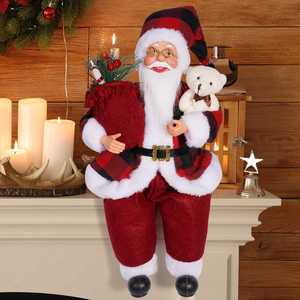 Figurine de Père Noël de 12 pouces en position assise, poupée de Père Noël, objet de décoration pour fenêtre, cadeau de Noël - Product Image 2