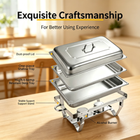 Chauffe-Plat Professionnel 5L en Acier Inoxydable avec Brûleur à Alcool et Support Pliable pour Buffets, Hôtels, Restaurants et Événements