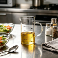 Verre à mesurer en borosilicate résistant à la chaleur, 500 ml, 1000 ml, grande capacité, avec poignée, compatible micro-ondes