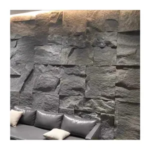 Doğal bölünmüş taş kaya siyah kül sarı granit rocked yüz duvar kaplama için dış dekoratif cephe duvar kaplaması