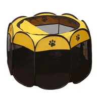 Tente octogonale pour animaux de compagnie en tissu Oxford, résistante aux rayures, pliable, cage pour chien, maison pour chat, niche de mise bas, motif empreinte de patte, modèle A1-668