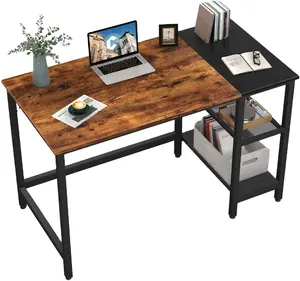 金属电脑家用办公桌、带储物架的书房写字台、带拼接板的现代简易电脑桌