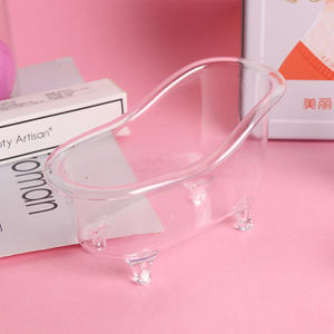 Mini boîte de rangement cosmétique en forme de baignoire, support pour pinceaux de maquillage en plastique, organisateur de bureau 0,5L, couleur unie, personnalisable - Product Image 3