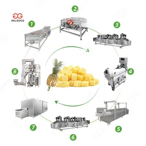 Food Industrial Machine Automatic Washing Cutting IQF Freezing Processing Line Frozen Pineapple Chunks