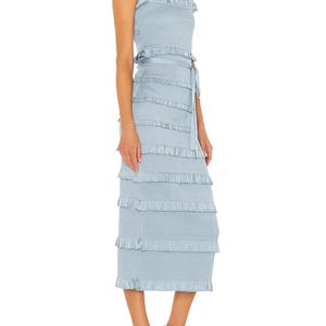 Nouvelle Robe Longue d'Été Femme 2025 à Bretelles Fines, Qualité Supérieure, en Maille Transparente Plissée, Superbe Robe Moulante à Volants - Product Image 2