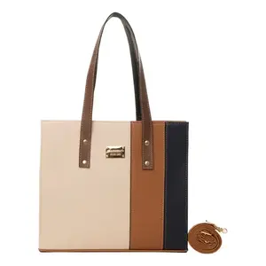 Sac fourre-tout en cuir véritable pour femme Fana Ariana, beige, M3710, design à panneaux, durable, pour un usage quotidien en été - Product Image 1