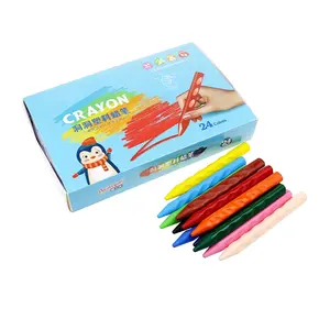 Children's Hole Style 24 Color Crayon Set Washable Safety Crayon for Non Toxic Material