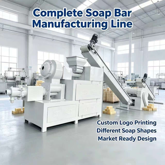 Commercial Soap Production Line Bar Soap Manufacturing Equipment Soap Plodder Extruder Stamper Cutter Complete Line
