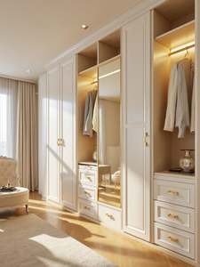 Solid Wood Construction Classic <b>White</b> <b>Wardrobe</b> with Ample Storage Melamine Style Bedroom for Home Organization - Product Image 3