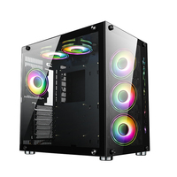 Boîtier de PC transparent AntarcChill en verre avec ventilateur RGB et bande RGB et verre trempé, boîtier de PC rétro en plastique ATX