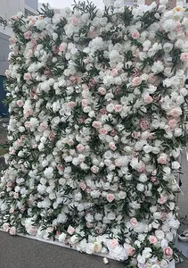 IFG फैक्टरी मूल्य अनुकूलित 7by9ft फूल शादी पृष्ठभूमि सफेद ब्लश हरियाली फूल दीवार शादी का कपड़ा सजावट