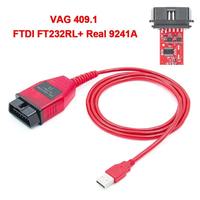 Cable de Diagnóstico para Automóvil OBD2 4091 Red Board KKL 409 FTDI FT232RL Original 9241A OLIVER Compatible con Windows XP/7
