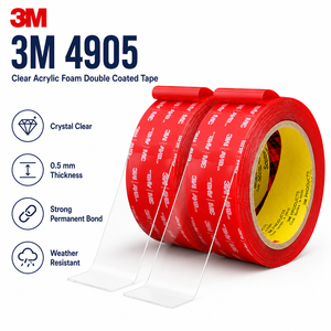 เทปกาวสองหน้า VHB4905 หนา 20mil 0.5 มม. อะคริลิคโฟม กันน้ำ ไม่ทิ้งคราบ สำหรับติดโลหะ กระจก และป้ายโฆษณา ขายส่ง - Product Image 1