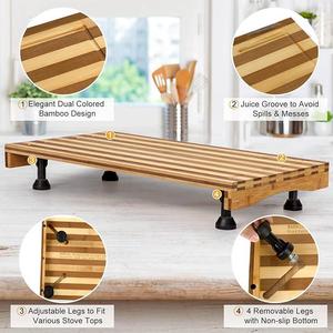 Couvercle de poêle en bambou à double usage et patte de planche à découper de comptoir réglable pour la maison et le <span class=keywords><strong>camping</strong></span>. - Product Image 4
