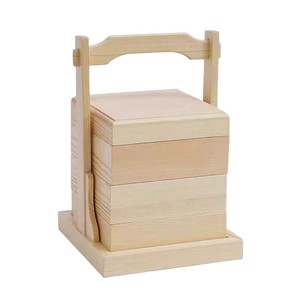 Caja de madera estilo chino para pasteles de luna con tapa y compartimentos, rectangular, color madera natural, caja de almacenamiento con múltiples divisiones. - Product Image 5