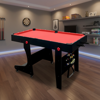 Table de billard pliable en MDF de 1,80 m avec rails en PVC et coussinets en caoutchouc, ensemble de jeu de sport d'intérieur, support pour queues, craie, brosse et tapis rouge – Offre Spéciale