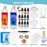 Kit Resin Epoxy dan cetakan Set lengkap 16oz perlengkapan seni Resin dengan cetakan silikon pigmen bunga kering kerajinan untuk dewasa pemula