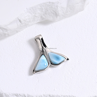 Pendentif en Larimar Naturel Série Océan, Bijou en Pierre Précieuse, Design Argent 925, Charmant Pendentif en Argent et Larimar, Prix de Gros
