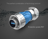 Connecteur de prise d'aviation étanche à quatre trous circulaire USB DH-24 avec grille