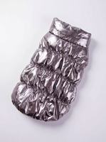 Gilet pour animaux de compagnie en argent métallisé brillant, très vendu en hiver, vêtements chauds pour animaux de compagnie doublés de polaire épaisse pour chiens et chats