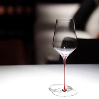 Verre à vin en cristal de luxe, fait main, de haute qualité, à tige rouge et à bouche étroite, pour la vente en gros