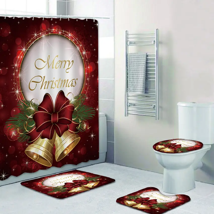 New Christmas creative shower curtain waterproof and mildew proof 3D digital printing bathroom shower curtain