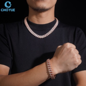 Cadena Cubana de Plata S925 Chapada en Oro Blanco con Moissanita de Color, Certificada por GRA, Joyería de Moda, Regalo para Parejas - Product Image 5
