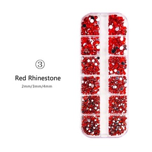 Accesorios para Uñas AB White Diamond, Acrílico de Color y Cristal con Base Plana, Caja Larga de 12 Compartimentos, Material Premium - Product Image 5