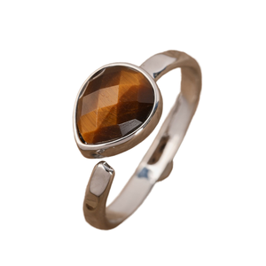 Fine 925 Sterling Silver Open Cut Gemstone <b>Ring</b> for Women Geometric <b>Tiger</b> <b>Eye</b> Stone Fashion Maillard Style Classic Certified - Product Image 3