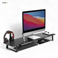 SAMDI Nouvelle Chaise de Bureau Moderne Noire en Métal, Portable et Réglable en Hauteur, pour Gaming et Ordinateur, avec Support Mural en Bois