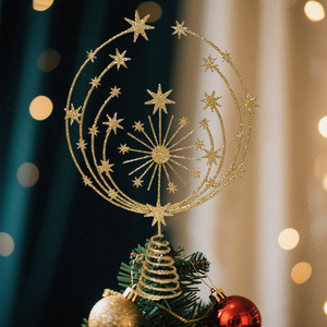Dropshipping Shopify Iron Christmas <b>Tree</b> Topper Star <b>Ornament</b> Holiday Scene Decor Gold Silver Snowflake - Product Image 5