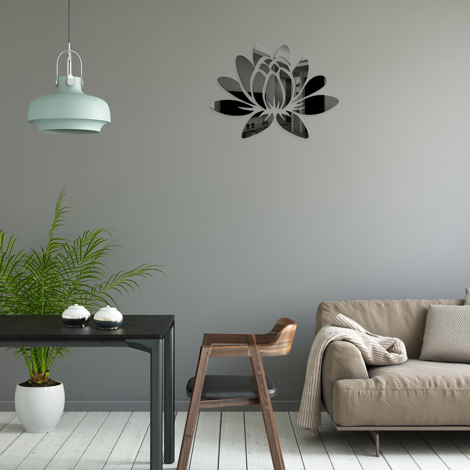 Grand autocollant mural fleur de pissenlit noir, d... - Grandado