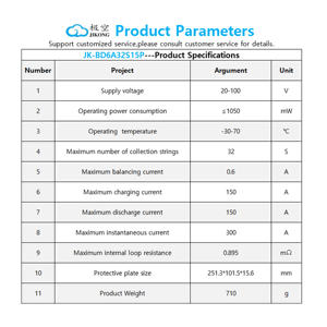 BMS JK 16S 48V 150A 8-32S Activo para Lifepo4 con Corriente de Balance Activo de 0.6A, BMS JK 32S - Product Image 2