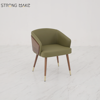Chaise de salle à manger en bois massif, style nordique moderne et luxueux du milieu du siècle, avec revêtement en velours et simili cuir PU, pour restaurant