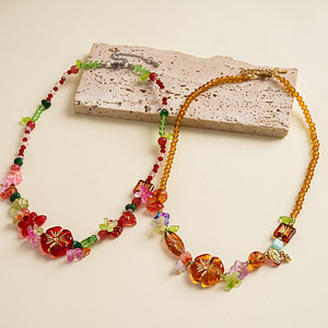 Kalung Manik Kupu-kupu Akrilik <span class=keywords><strong>Retro</strong></span>, Aksesoris Rantai Lintas Batas, Kalung Resin Bunga untuk Wanita - Product Image 5