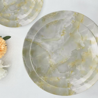 Gris et jaune marbre Simulation hôtel de luxe Restaurant mariage état Banquet événement rose palmier vente en gros 8 pouces assiette à dessert