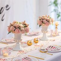 Vase en métal blanc antique pour arrangements floraux de table, centre de table, mariage, Noël, anniversaire, vase trompette, pot de fleurs