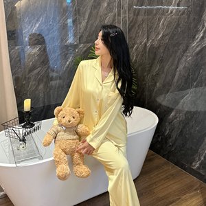 YASE - Pijama de Seda Helada con Fragancia a Diamante Caliente, Color Amarillo, para Mujer, 25, Nuevo Conjunto de Lujo Ligero para Primavera y Otoño - Product Image 5