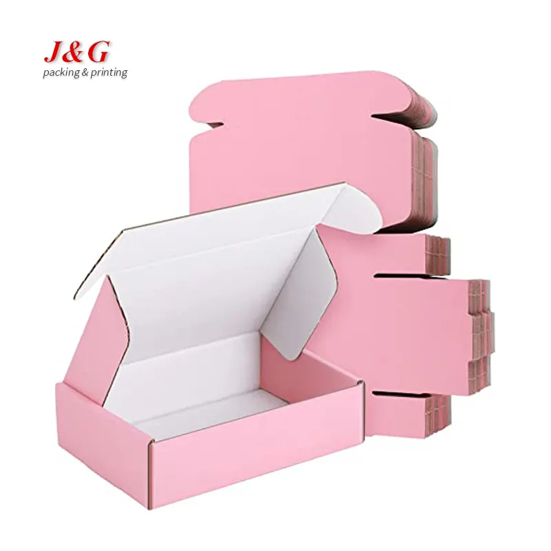Caixas de papel encadernadoras da mailer do envio da placa do papel impresso da cor rosa personalizada com o logotipo da marca