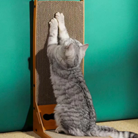 Tapis à gratter pour chat en bois, classique, moderne, vertical, ondulé, boule rectangulaire en carton, fournitures pour animaux de compagnie