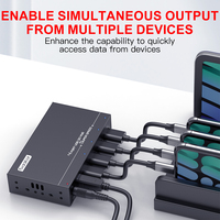 Hub USB 3.0 de 4 Puertos con Alimentación, 5Gbps, 9-24V, Máx. 2.4A/Puerto, Hub Metálico Industrial para Pruebas de Dispositivos, Sipolar A-4U30