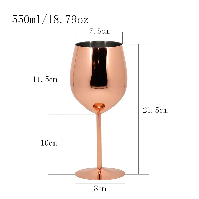 Custom Koperen Metalen Beker Champagne Fluit Rvs Cocktail Rode Wijn Glas