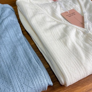 Polyester Spandex Pointelle <b>Women</b> Drawstring Winter Pajama Set Long Sleeve V-Neck Henley <b>Top</b> Pants Slim Fit Lettuce Edge Soft - Product Image 4