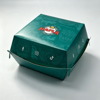 Boîtes carrées jetables écologiques pour frites, pliables en papier, personnalisées pour poulet et burgers, avec pelliculage brillant, pour la restauration rapide