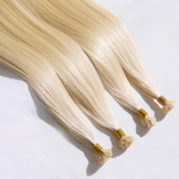 Extensions de cheveux vierges bruts non traités à pointe plate pré-collée, en cheveux humains naturels d'Italie, saines, blondes, à la kératine, pour la vente en gros