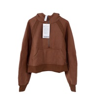 Sweater Olahraga Wanita Musim Dingin, Hoodie Setengah Resleting Berlapis Fleece untuk Berkemah, Lari di Luar Ruangan, Mantel Hangat Tebal Cepat Kering