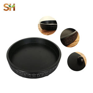 Élégant grand plateau artisanal en bois de teck de forme ronde en acacia avec poignée en métal pour SPA fruits secs cuisine café - Product Image 6